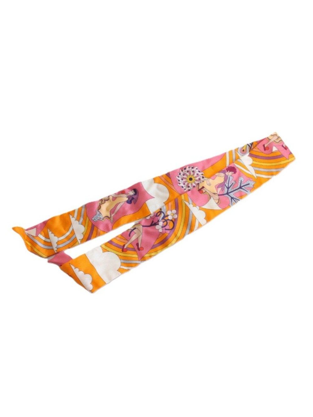 Hermes Tsuiri My Cloud Silk 100% Orange Scarf - Picture 2 of 10